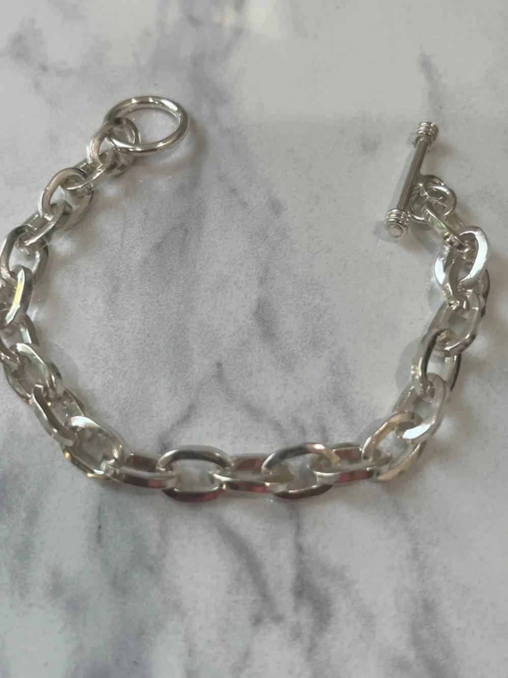 Sterling Silver Chain ChunkyToggle Bracelet - 6.5 inches